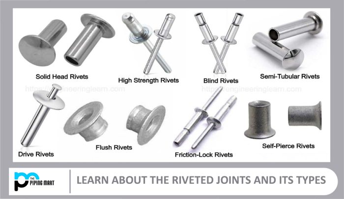 Mild steel rivets are used for riveting